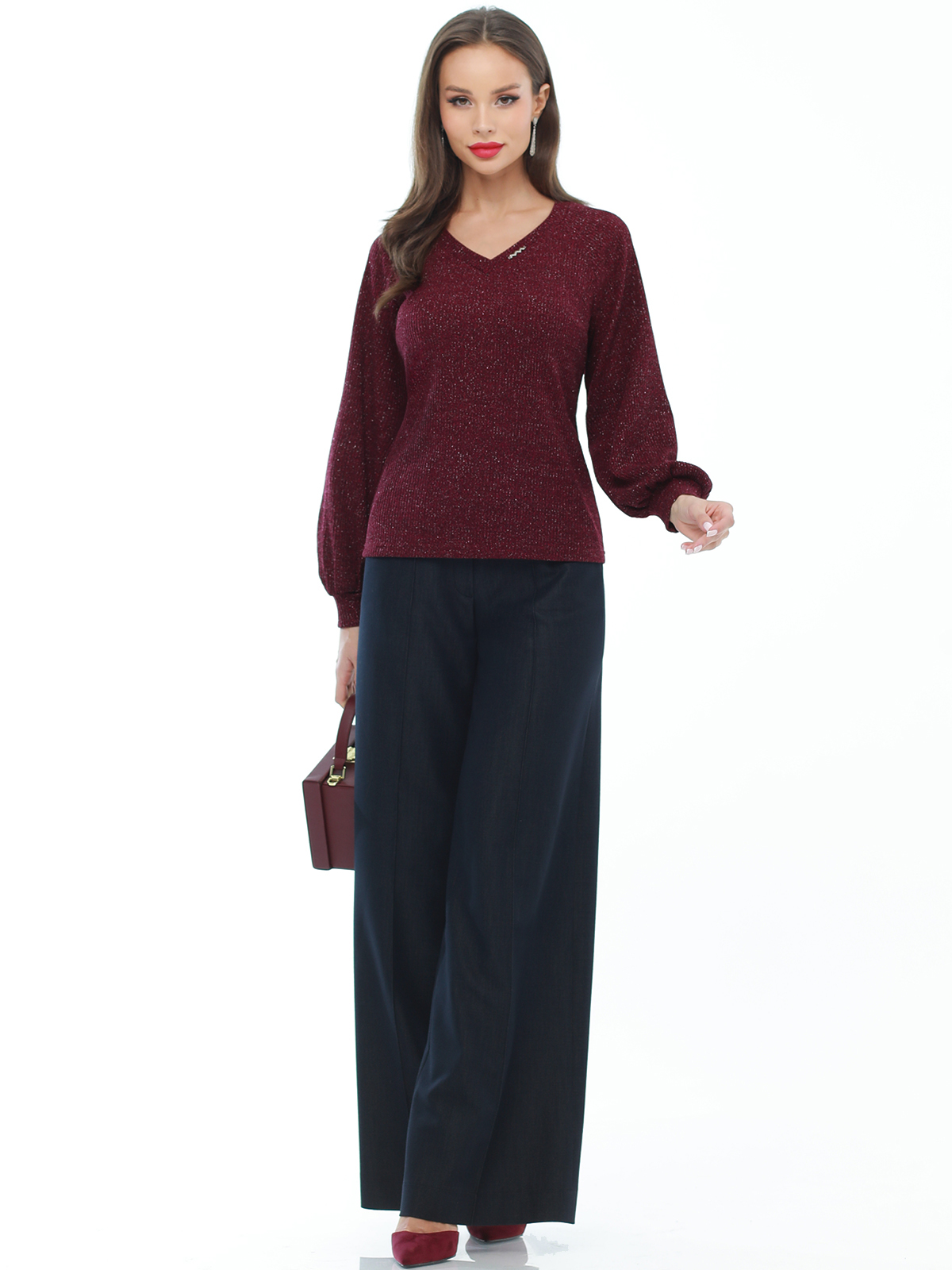 Купить Джемпер бордовый с пышными рукавами по цене: 900 ₽ арт. Б-1846 ...