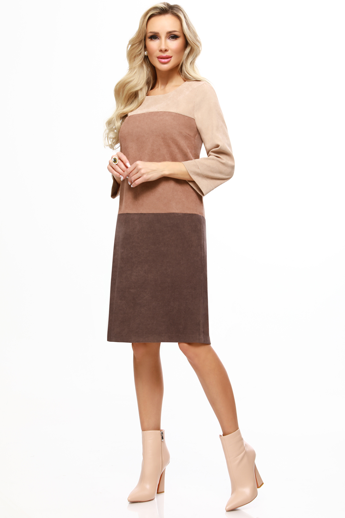 Купить Вельветовое платье трехцветное по цене: 1 175 ₽ арт. П-4167-0495 ...